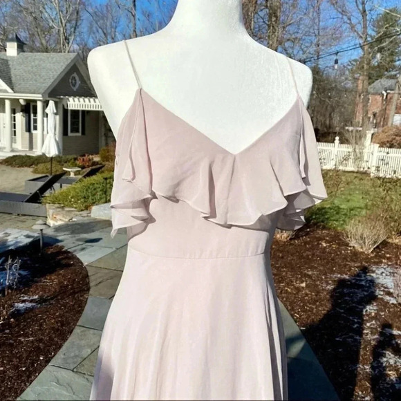 NWT BHLDN Jenny Yoo Mila Convertible Ruffle Maxi Dress in Woodrose - Picture 8 of 14